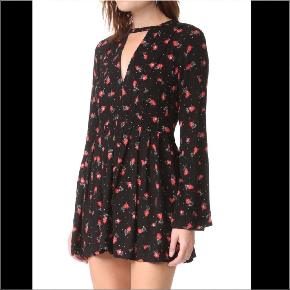 Free People Tegan Long Sleeve Mini Dress Black Size 0